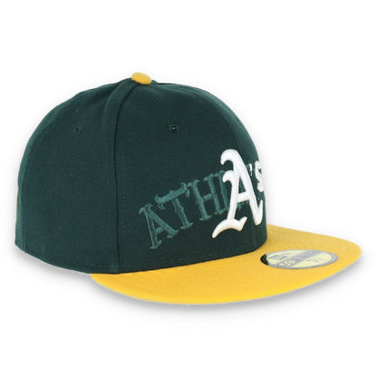 Oakland Athletics New Era 59Fifty Cap Old English Script-Green/Yellow