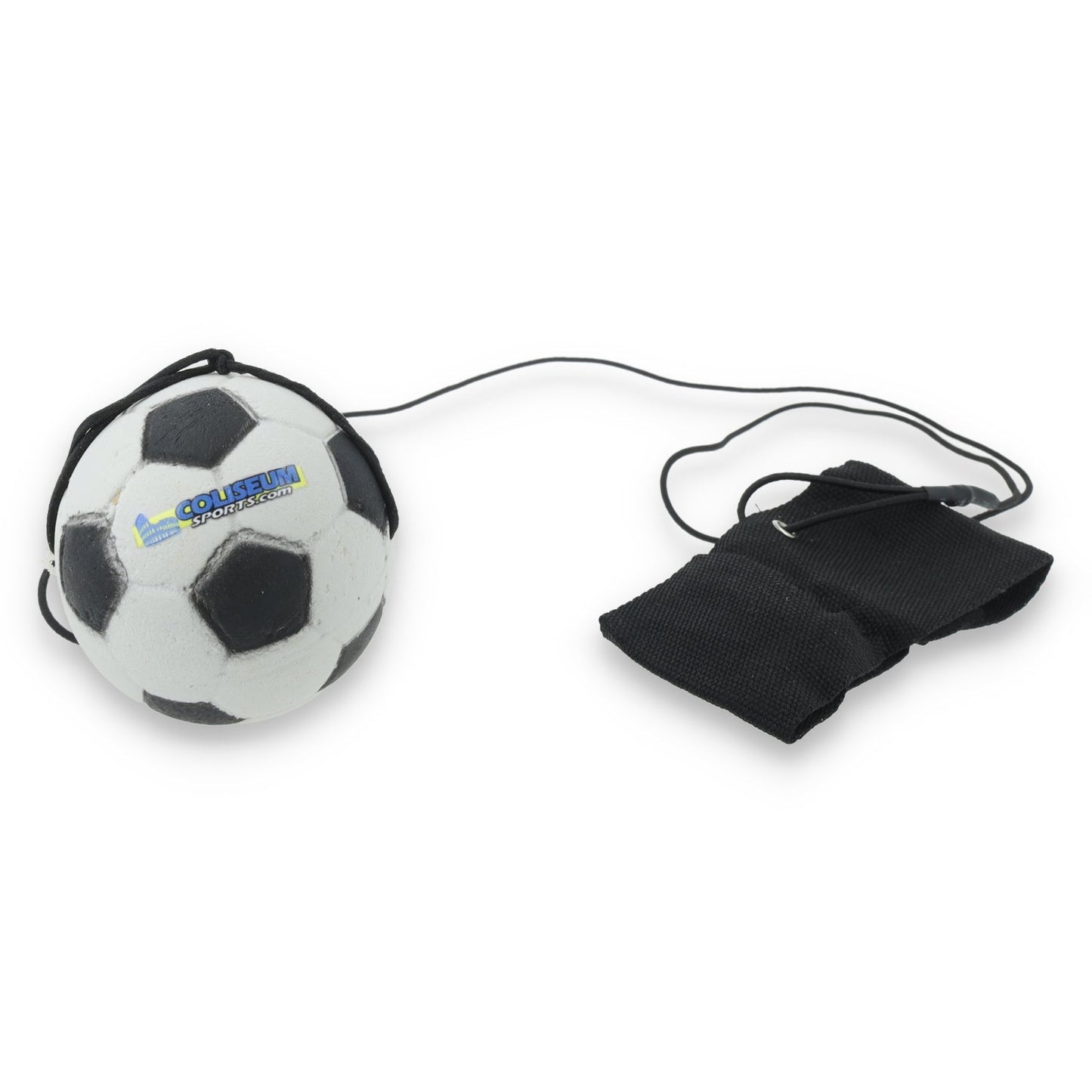 Return Rubber Soccer Ball on Nylon String with Wrist Band - Black/White