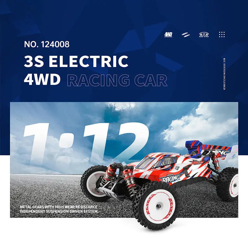 Wltoys 124008 1/12 4WD Brushless RC Car 60km/h High Speed Off-Road Drift Racing RTR