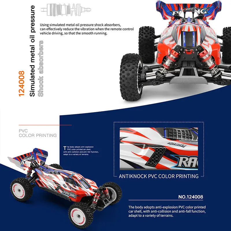 Wltoys 124008 1/12 4WD Brushless RC Car 60km/h High Speed Off-Road Drift Racing RTR