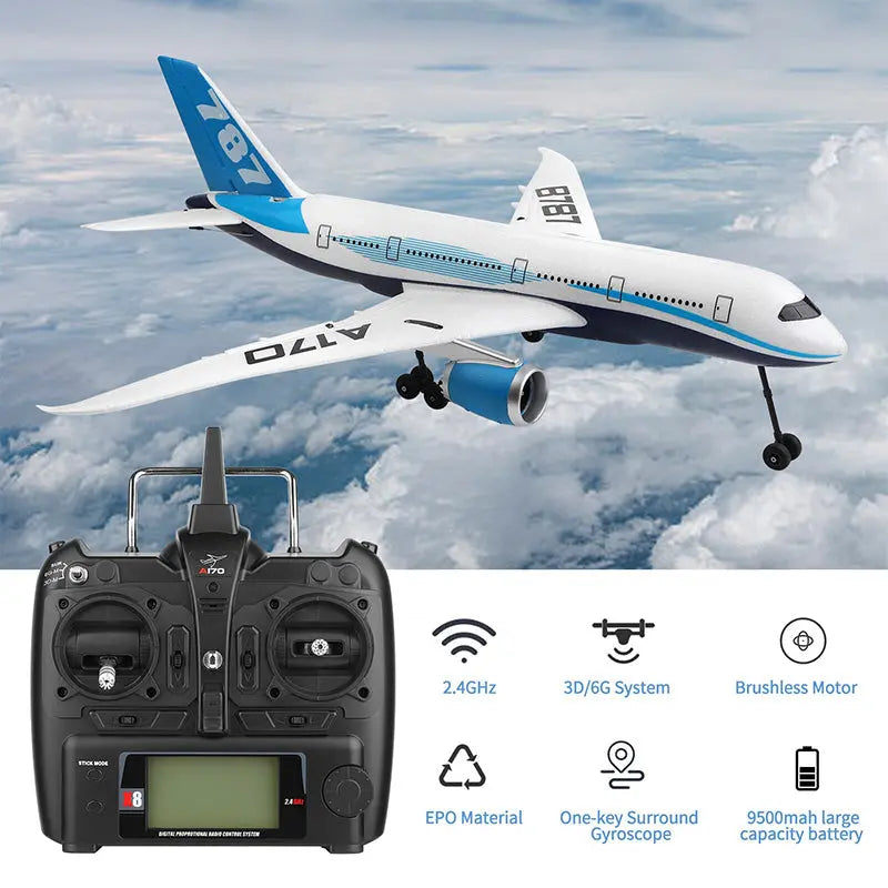 WLtoys XK A170 B787 Scale 2.4G 4CH Brushless 3D/6G Gyroscope EPO Fixed Wing RC Airplane RTF