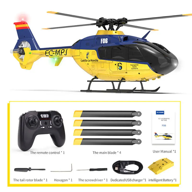 YUXIANG F06 EC135 1:36 Scale 2.4G 6CH Dual Brushless Direct Drive 3D Roll Flybarless RC Helicopter RTF