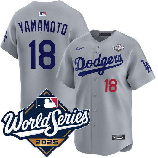 Yoshinobu Yamamoto Los Angeles Dodgers Alternate Road Limited 2025 World Series Jersey - Gray