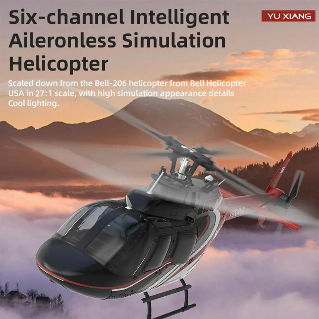 YUXIANG F08 Bell 206 1/27 Scale 2.4G 6CH Brushless Direct-Drive Optical Flow Flybarless RC Helicopter Model RTF