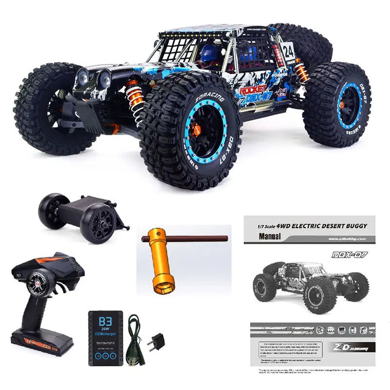 ZD Racing DBX-07 1/7 Scale 4WD Brushless RC Car 80km/h 6S Desert Monster Off-Road Truck RTR