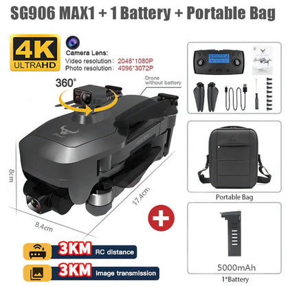 ZLL SG906 MAX1 Beast 3+ 4K Drone 3-Axis Gimbal GPS 3KM 5G WiFi Obstacle Avoidance 5000mAh Foldable Quadcopter RTF