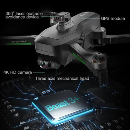 ZLL SG906 MAX1 Beast 3+ 4K Drone 3-Axis Gimbal GPS 3KM 5G WiFi Obstacle Avoidance 5000mAh Foldable Quadcopter RTF