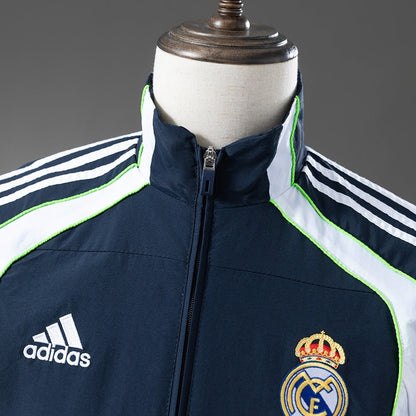 Real Madrid Windbreaker 2025-26 Navy Blue & White Football Soccer Jacket