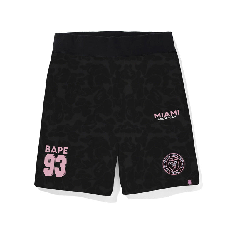 Bape Miami Short Sleeve Set 100% Cotton Round Embroidered Badge Unisex Loose T-Shirt