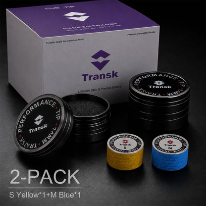Transk 10-Layer Imported Top-Grain Pigskin Billiard Cue Tips – Soft & Medium 2-Pack