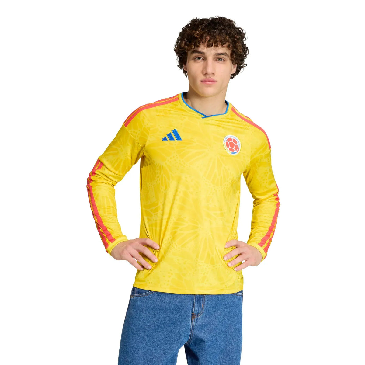 adidas 2026 Colombia Men's Stadium Home Long-Sleeve Soccer Jersey
