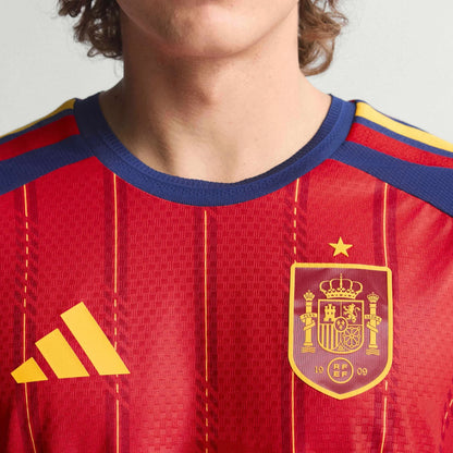 adidas 2026 Spain Men's Authentic Home Long-Sleeve Soccer Jersey