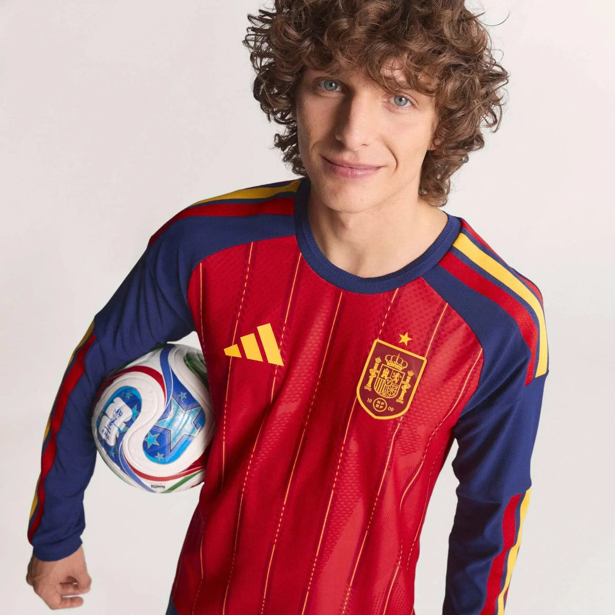 adidas 2026 Spain Men's Authentic Home Long-Sleeve Soccer Jersey