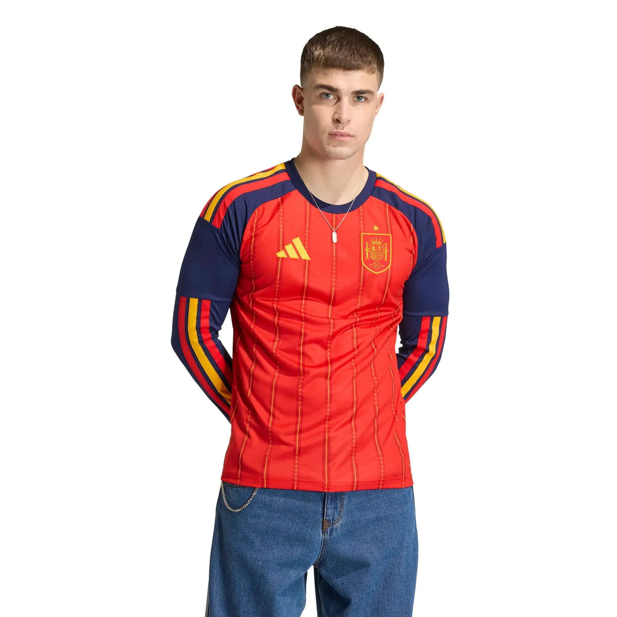 adidas 2026 Spain Men's Stadium Home Long-Sleeve Soccer Jersey