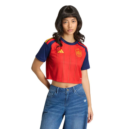 adidas 2026 Spain Women's Stadium Home Cropped Soccer Jersey