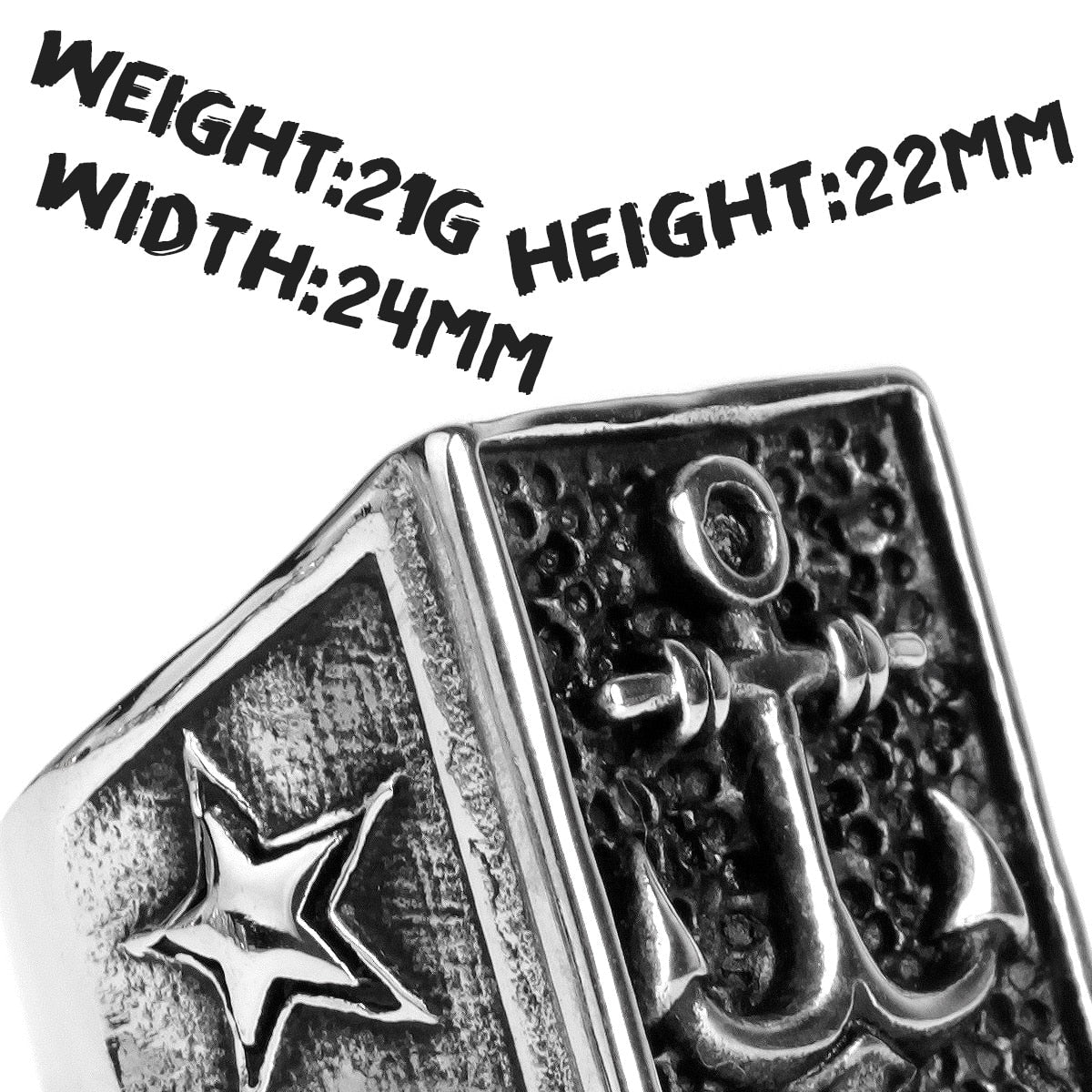 Anchor Compass Ring – Biker with Navy Ocean Star Punk Rock Hip Hop Statement