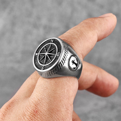 Anchor Compass Ring – Navigator Sailor Punk Hip Hop Statement