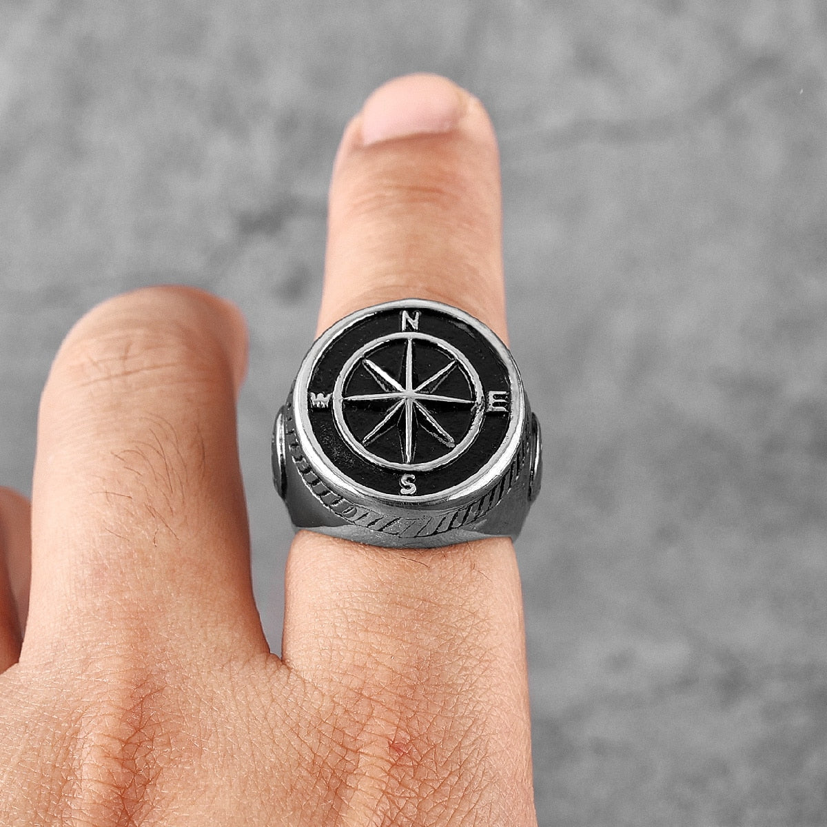 Anchor Compass Ring – Navigator Sailor Punk Hip Hop Statement