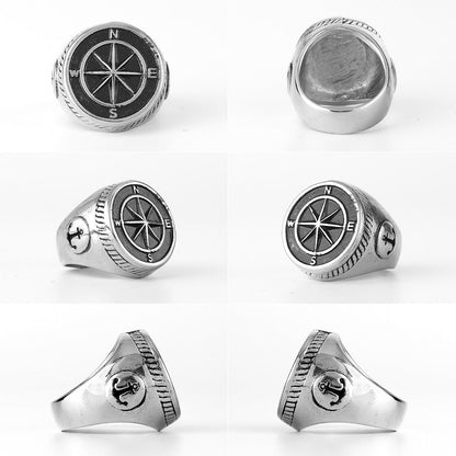 Anchor Compass Ring – Navigator Sailor Punk Hip Hop Statement