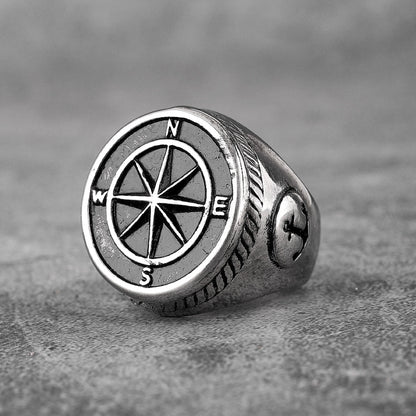 Anchor Compass Ring – Navigator Sailor Punk Hip Hop Statement