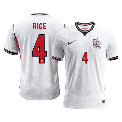 RICE #4 Mens England World Cup Home Jersey 2026 - Player Version (Slim Fit)