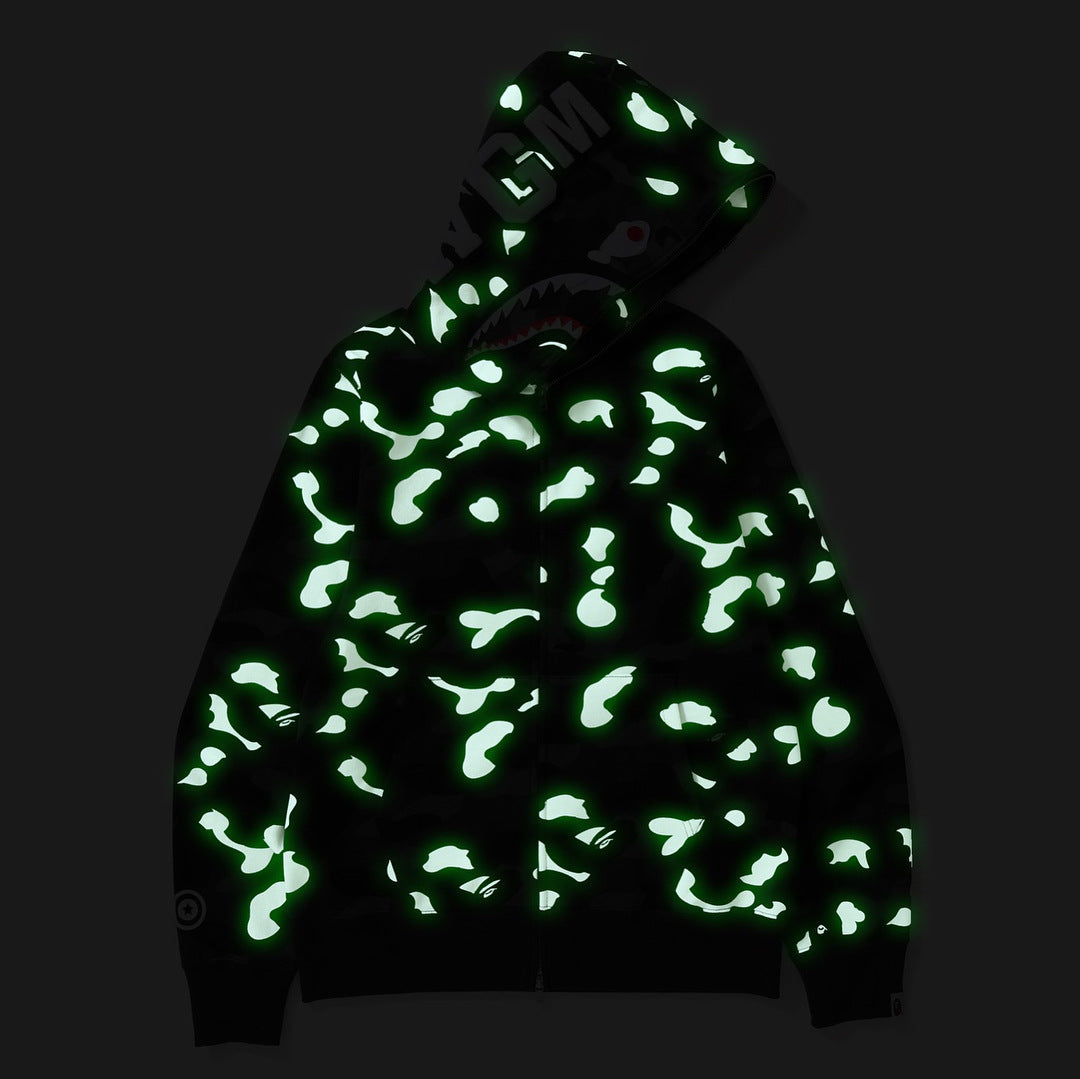 BAPE classic multi-color embroidery hooded cardigan