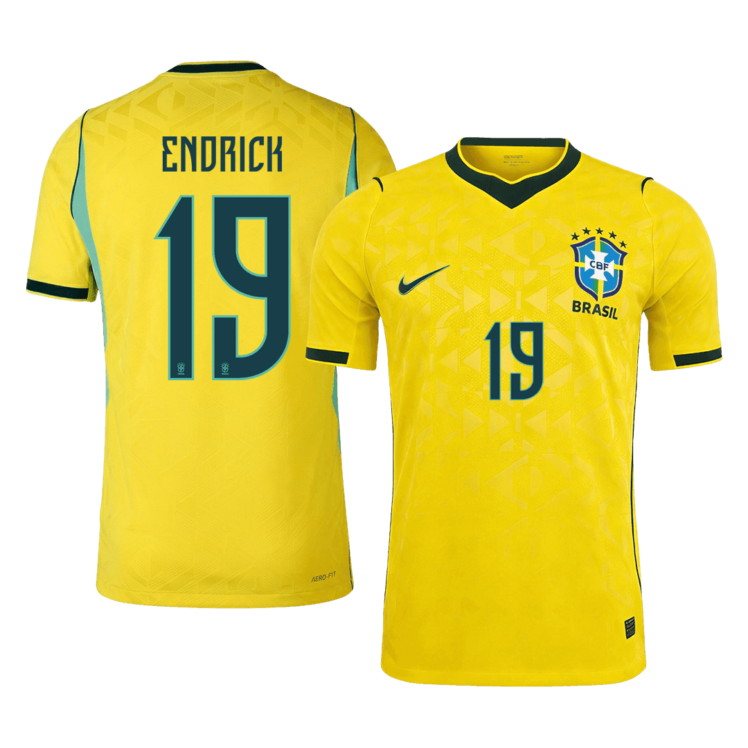 ENDRICK #19 Mens Brazil World Cup Home Jersey 2026 - Player Version (Slim Fit)