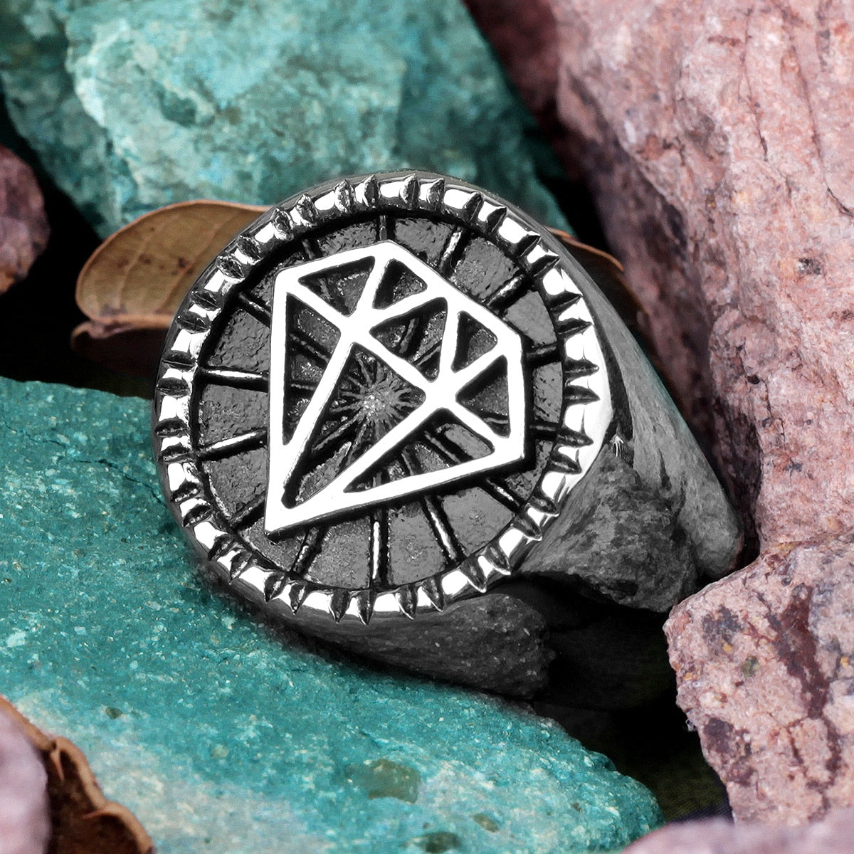 Biker Stainless Steel Ring – Hip Hop with Rhinestone Diamond 316L Punk Rock