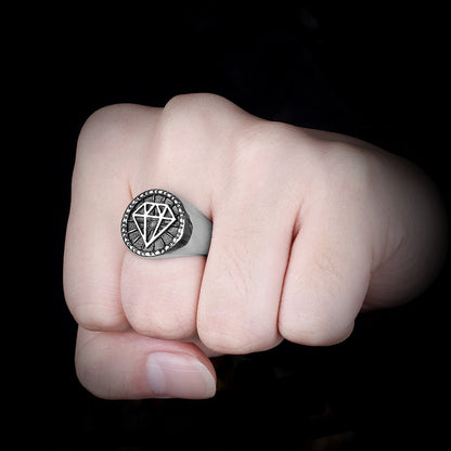 Biker Stainless Steel Ring – Hip Hop with Rhinestone Diamond 316L Punk Rock