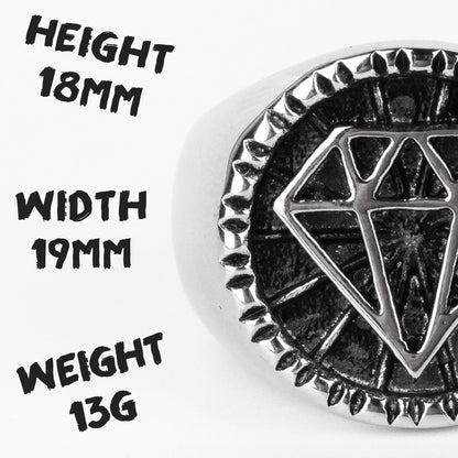Biker Stainless Steel Ring – Hip Hop with Rhinestone Diamond 316L Punk Rock