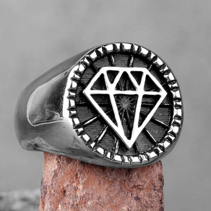 Biker Stainless Steel Ring – Hip Hop with Rhinestone Diamond 316L Punk Rock