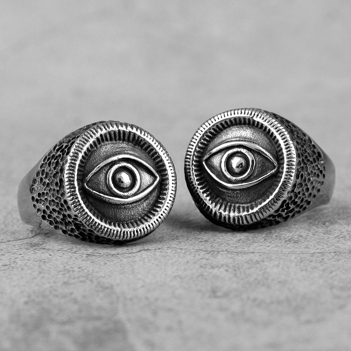 Biker Statement Ring – Egyptian Eye of Horus Masonic 316L Stainless Steel Punk