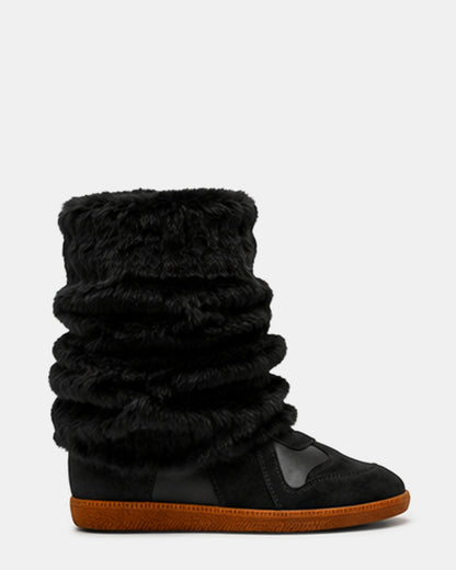 MAVIS FAUX FUR BLACK SUEDE