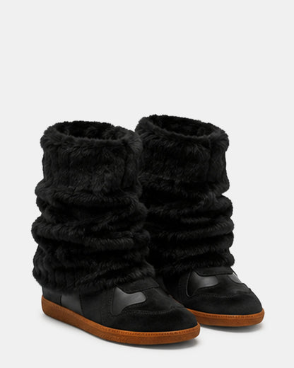 MAVIS FAUX FUR BLACK SUEDE