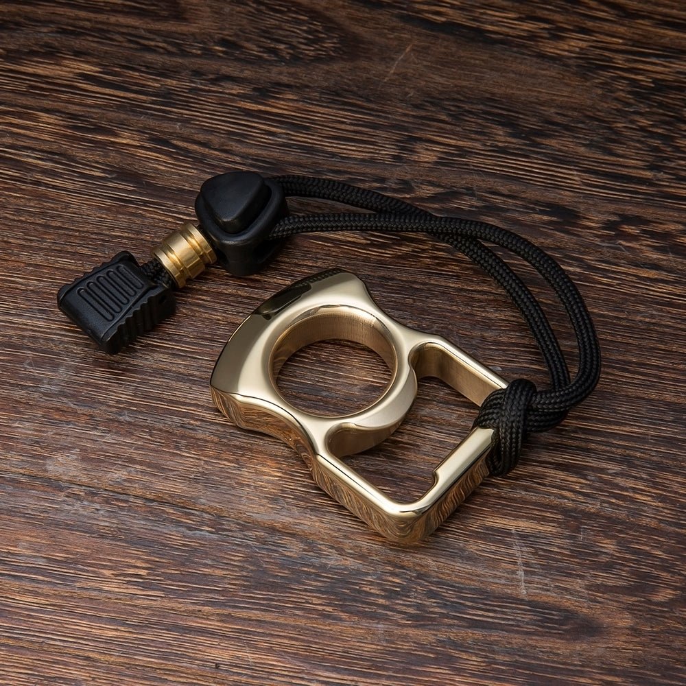 Brass Bottle Opener Knuckles – Ring with Single Finger Duster Self Defense with Tactical