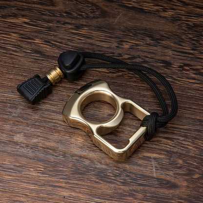 Brass Bottle Opener Knuckles – Ring with Single Finger Duster Self Defense with Tactical