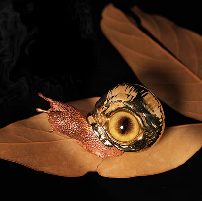 Brass Fidget Toy – Cthulhu Eye Snail Figurine with /Copper Desk Sculpture