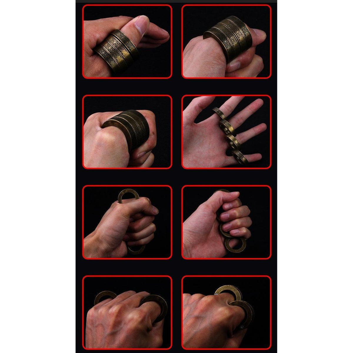 Brass Folding Knuckles – Ring with Transformable Self Defense Jewelry