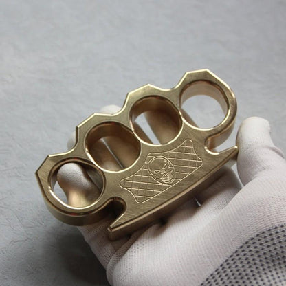 Brass Four Finger Knuckles – Duster with Punisher Skull 15mm Ultra Thick CNC EDC