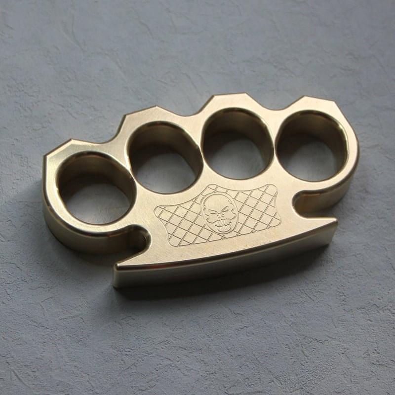Brass Four Finger Knuckles – Duster with Punisher Skull 15mm Ultra Thick CNC EDC