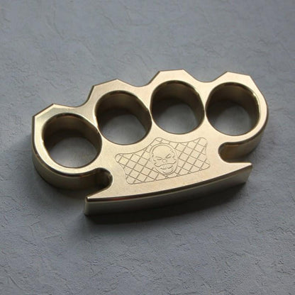 Brass Four Finger Knuckles – Duster with Punisher Skull 15mm Ultra Thick CNC EDC