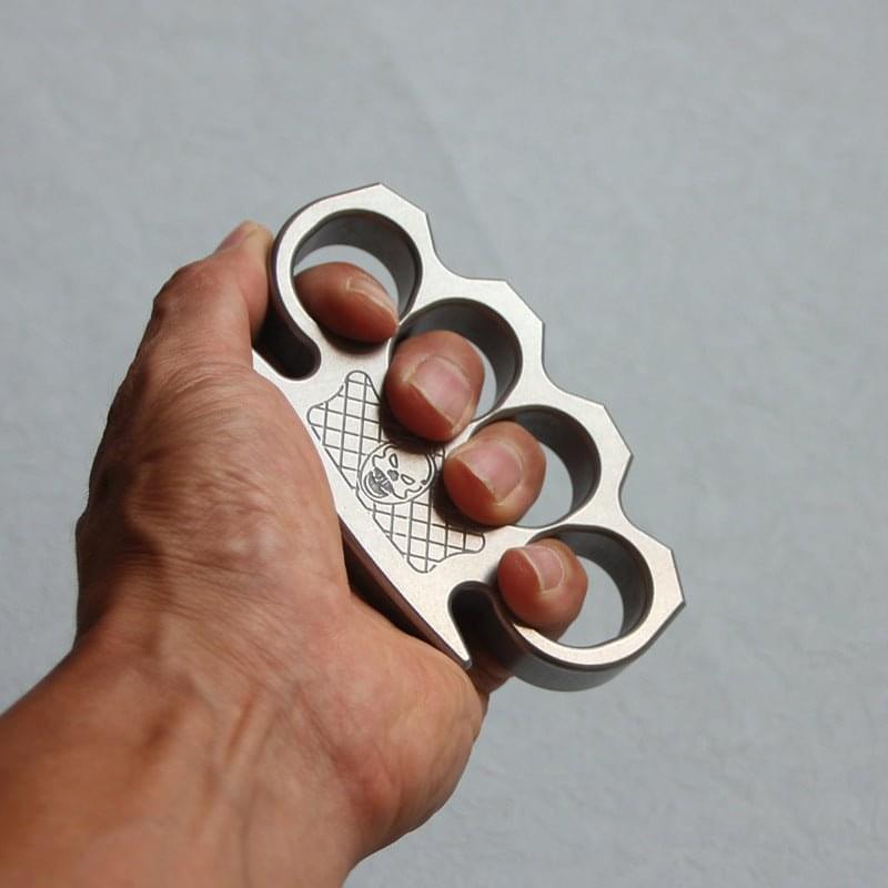 Brass Four Finger Knuckles – Duster with Punisher Skull 15mm Ultra Thick CNC EDC