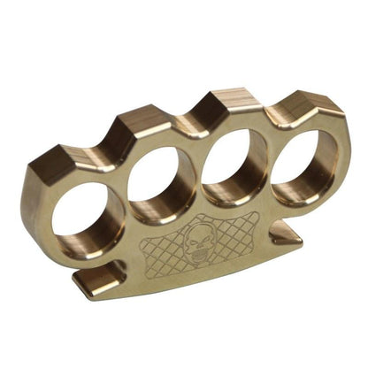 Brass Four Finger Knuckles – Duster with Punisher Skull 15mm Ultra Thick CNC EDC