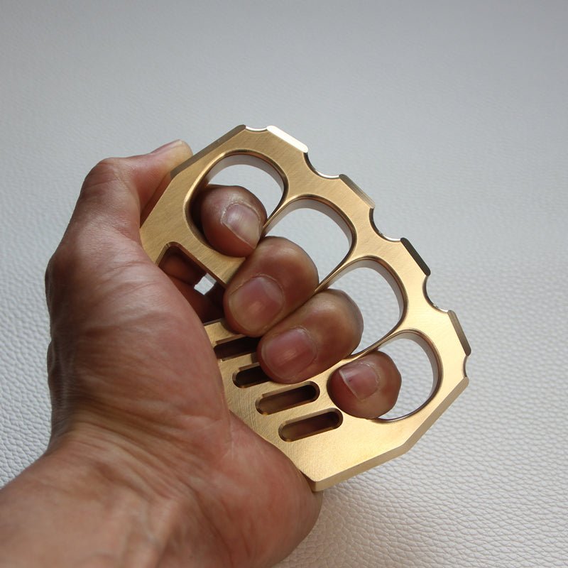 Brass Four Finger Knuckles – Dusters with Peace Maker 16mm Ultra Thick 520g CNC EDC