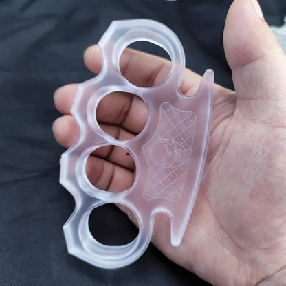 Brass Four Finger Knuckles – PVC Plastic Ultra-Thick 14mm with Clear Non-Metal 55g