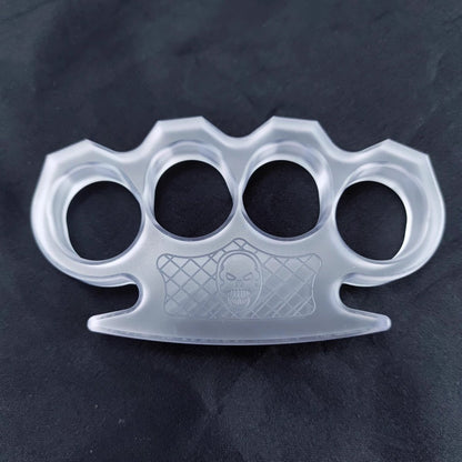 Brass Four Finger Knuckles – PVC Plastic Ultra-Thick 14mm with Clear Non-Metal 55g