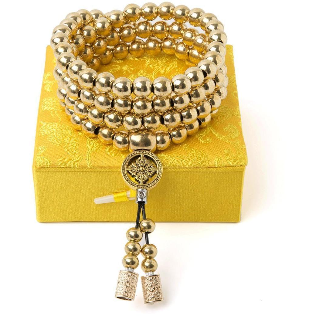 Brass Necklace – 108 Buddha Beads Mala with Multi-Function Self Defense Blessed