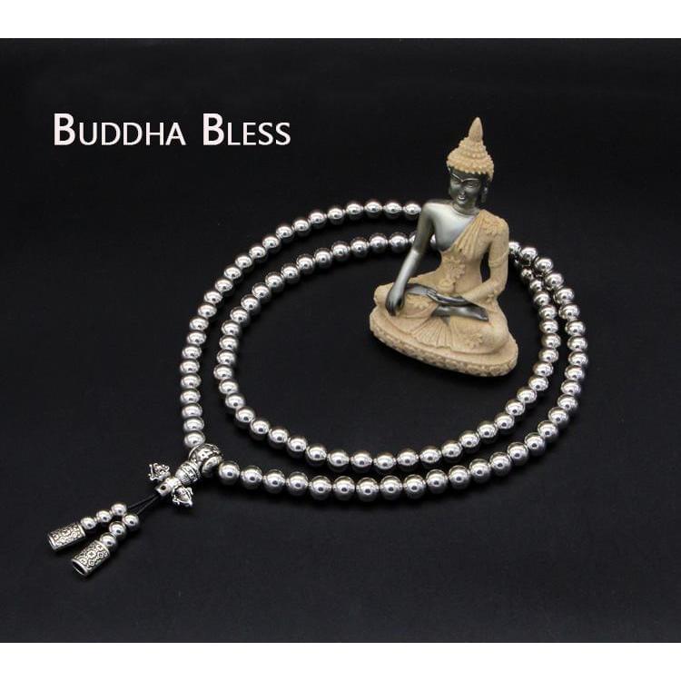 Brass Necklace – 108 Buddha Beads Mala with Multi-Function Self Defense Blessed