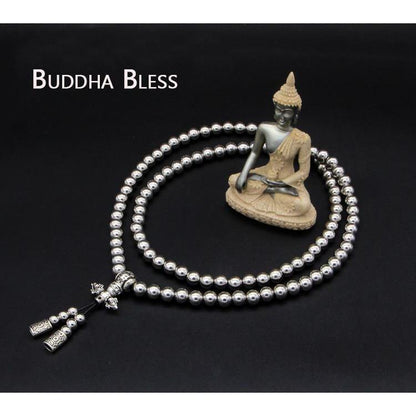 Brass Necklace – 108 Buddha Beads Mala with Multi-Function Self Defense Blessed