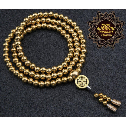 Brass Necklace – 108 Buddha Beads Mala with Multi-Function Self Defense Blessed
